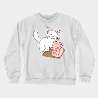 Funny Cat Drinking Milk Crewneck Sweatshirt